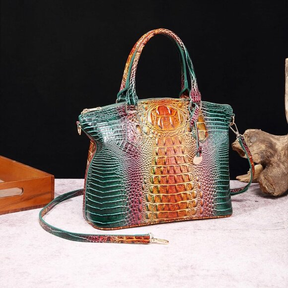 Women Purse Satchel Bag Long Crossbody Classy Tote Bag Top Handle Vegan Leather - Picture 7 of 8